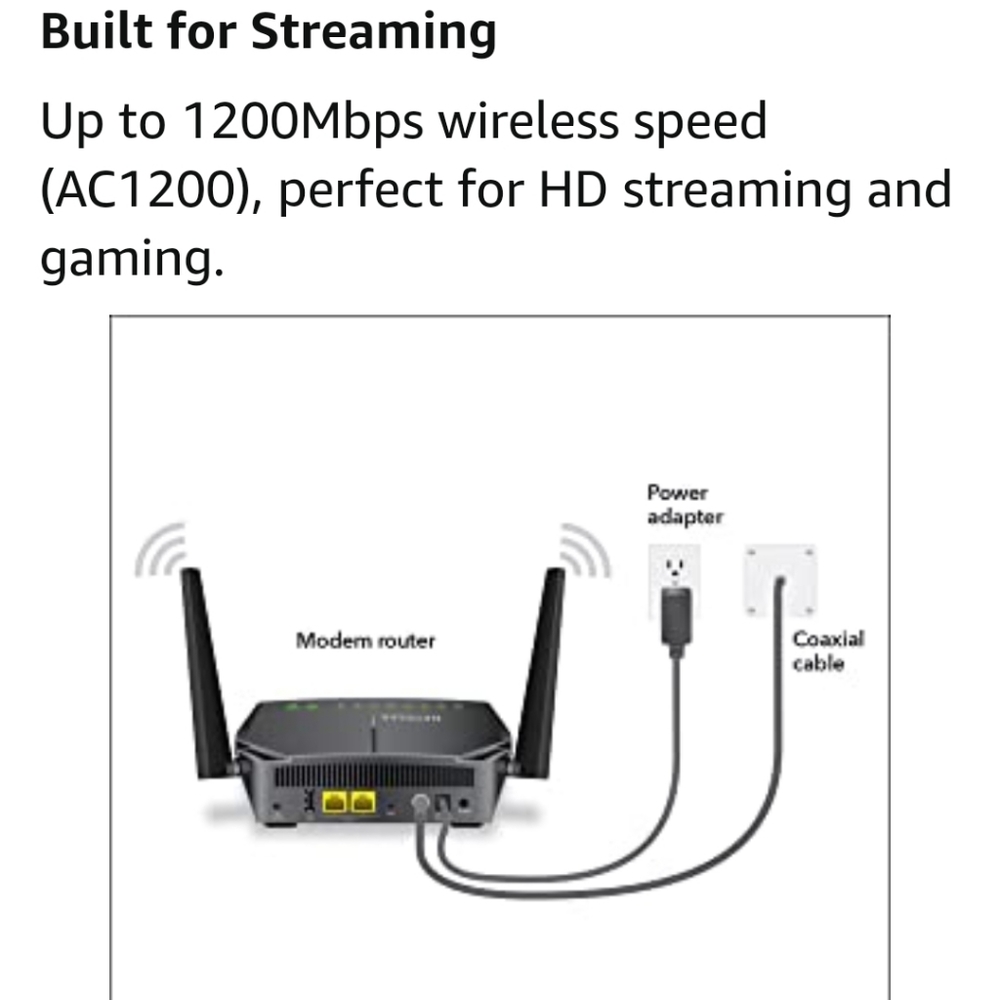 NETGEAR AC1200 Dual Band Cable Modem WiFi Router - Picture 3 of 8